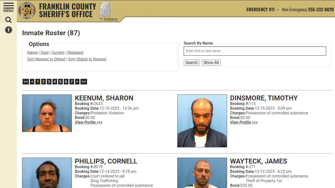 Inmate Roster (97) - Franklin County AL Sheriff's Office